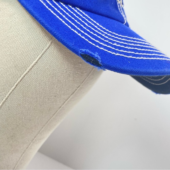 SNAPPLE Truckers Mesh Hat Cap Blue Yellow Distressed Bill Snap Back OSFM. - Picture 7 of 10